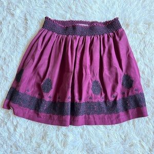 ECOTE Silk Smock-Waist Embroidered Skater Skirt